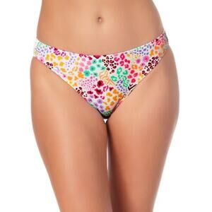 California Waves Juniors Hipster Scoop Bikini Bottoms Multi Neon White L New